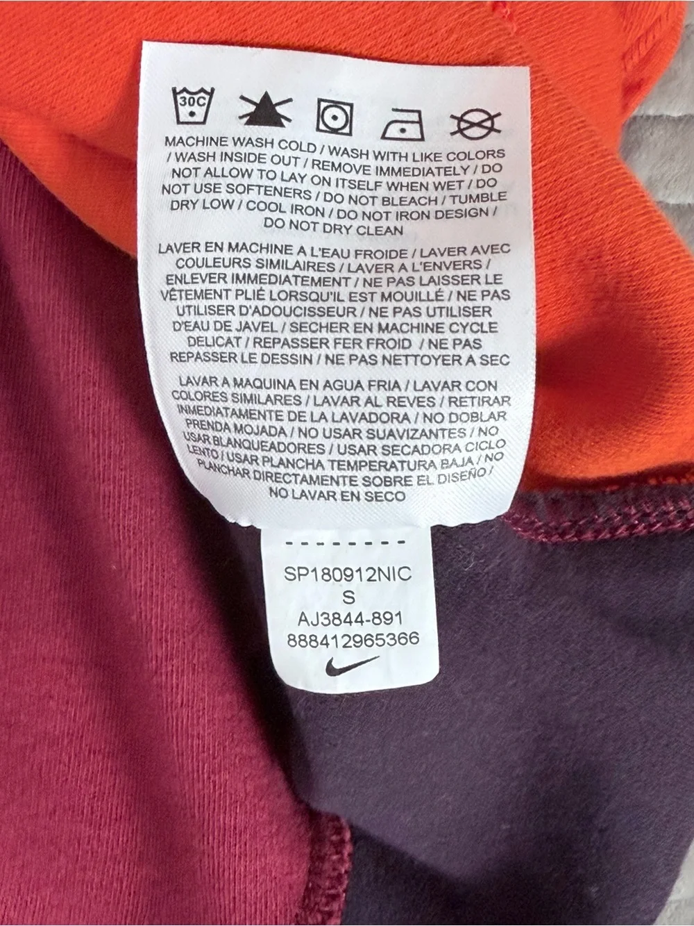 NIKE Air Women's Orange Burgundy Crop Top Size‎ Small Colorblock Streetwear Tee